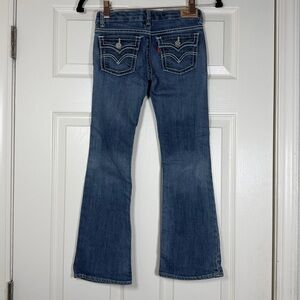 Girl’s Levi’s 715 Medium Wash Bootcut Denim Jeans Stitch Pocket Button School 7